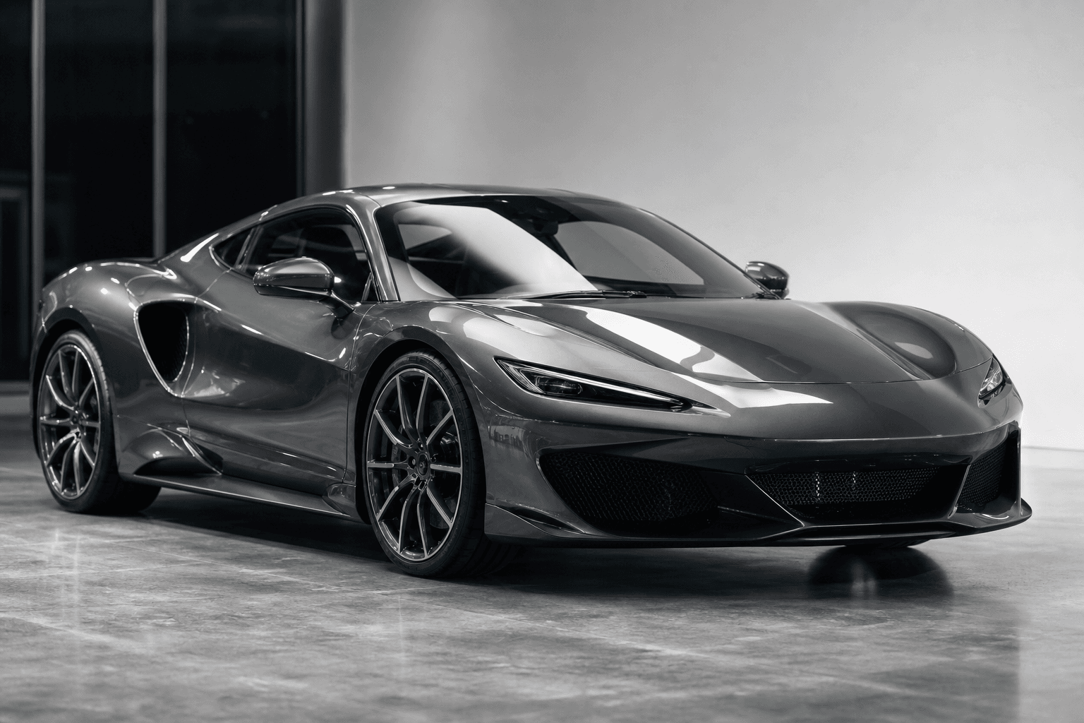 Sports car with a flawless PPF-protected glossy finish in a high-end studio